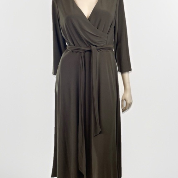 NWT Ralph Lauren Wrap Surplice Olive  Dress - Picture 3 of 13